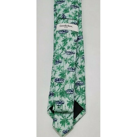 MEN’S Goodfellow & Co Mint Green Palm Tree & Paradise Car Print Necktie Tie - Picture 5 of 7